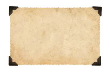Fotobehang Vintage Old Blank Photo Paper with Corners Isolated on White and Png Transparent Background, Grungy Cardboard  © fotoyou