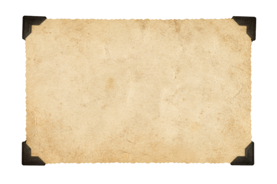 Old Blank Photo Paper with Corners Isolated on White and Png Transparent Background, Grungy Cardboard