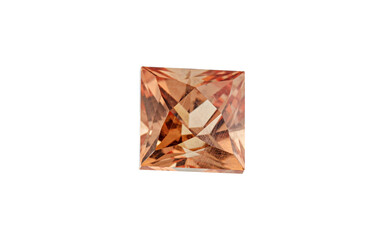 Garnet with rutile inclusions faceted old mine cut stone mineral macro photography on white...