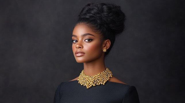 Sophisticated woman with intricate gold jewelry