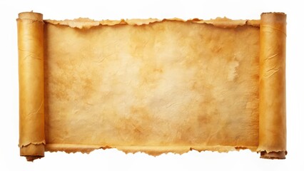 Antique Parchment Scroll on White Background