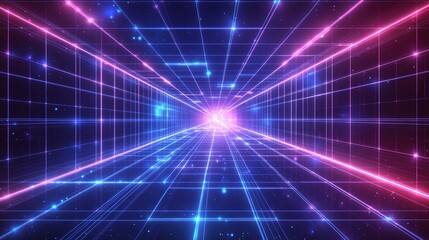 Futuristic 3D Abstract Holographic Grid Technology Background Image