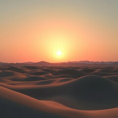 Obraz premium A beautiful sunset over vast rolling sand dunes with mountains