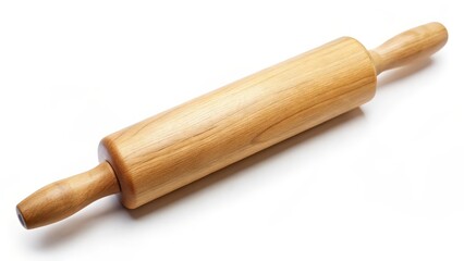 Wooden Rolling Pin on White Background