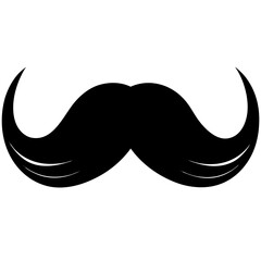 Obraz premium mustache black silhouette vector, Simple silhouette Design vector icon with white background. Man mustache silhouette