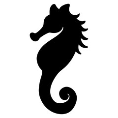seahorse black silhouette vector, Simple silhouette Design vector icon with white background.
