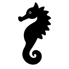 seahorse black silhouette vector, Simple silhouette Design vector icon with white background.