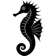 seahorse black silhouette vector, Simple silhouette Design vector icon with white background.