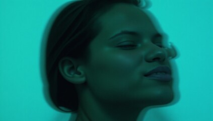 Fototapeta premium An abstract image with a swirling cyan and aqua gradient on a noise-textured backdrop