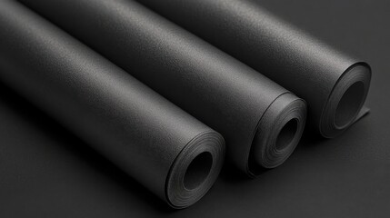 Fototapeta premium Elegant Black Textured Paper Rolls with Subtle Embossed Patterns for Sophisticated Design