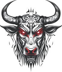 Fototapeta premium Vector illustraion of an isolated bull head, Vector , Png