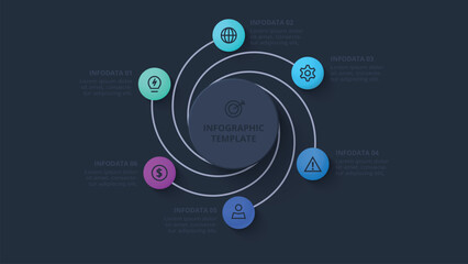 Obraz premium Creative concept for infographic with 6 steps, options, parts or processes. Business data visualization.