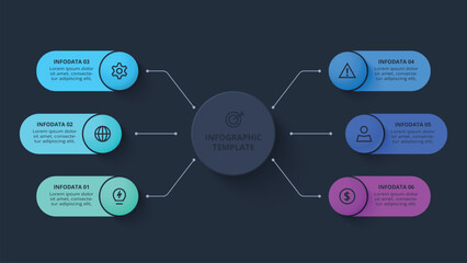 Creative concept for infographic with 6 steps, options, parts or processes. Business data visualization.
