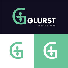G letter logo with natural leaf combination glurst modern and creative design