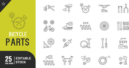 Bicycle Parts line editable icon set. Thin modern style vector illustration.	
