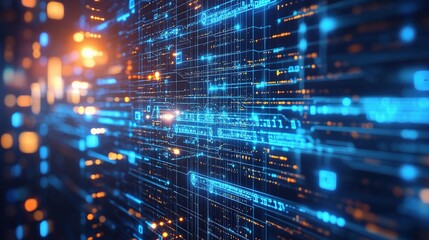 Abstract Technology Background with Glowing Data Streams and Visuals