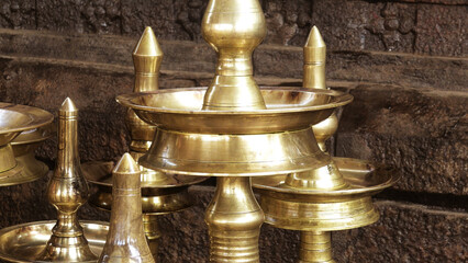 Traditional Indian antique oil lamps