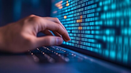 Tech innovation programming insights digital workspace data analysis modern office close-up coding revolution