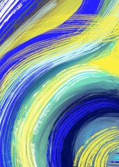 ИллюсAbstract background with blue and yellow brushstrokes.трация без названия