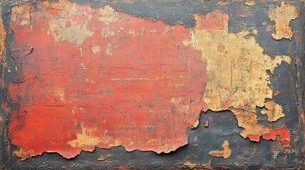 Obraz premium A rectangular surface shows signs of weathered peeling paint layers