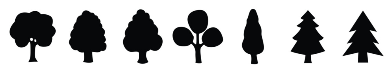 Set of Tree Silhouettes in Different Shapes – Black Forest Icons Collection