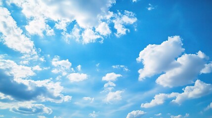 Fototapeta premium Expansive Blue Sky with Fluffy White Clouds on a Bright Day