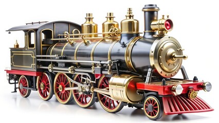 Fototapeta premium Vintage Steam Locomotive Model on White Background