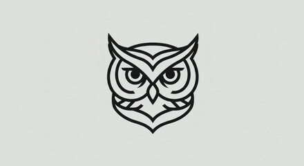 Obraz premium Striking Minimalist Owl Head Line Art Design Graphic Illustration