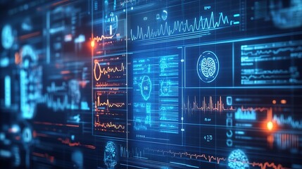 Fototapeta premium Futuristic Medical Tech Interface with Holographic Displays