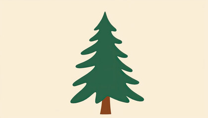 Simple green pine tree illustration on a light background  