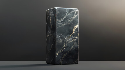 Black stone polished onyx rectangular pedestal. Polished Onyx. Illustration