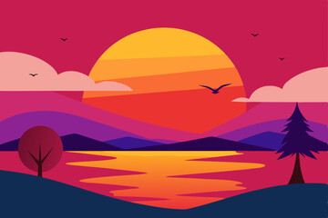 vector illustration of a sunset