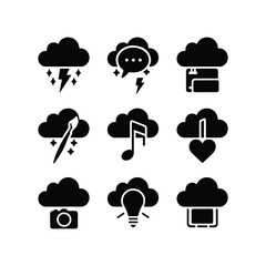 Cloud icon. Cloud weather sign collection. Nature cloud bubble elements. Stock vector Information Technology icon set. Containing cloud computing, IT manager, big data, data analytics, Network Technol