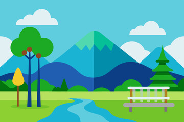 landscape with trees and mountains