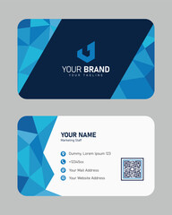 Modern blue with polygonal pattern business card template