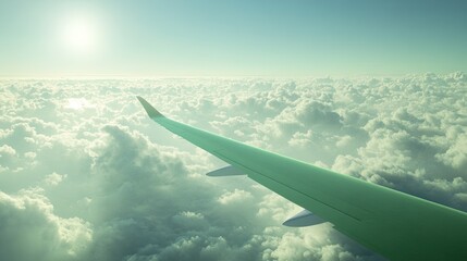 Obraz premium A green highway stretching into the horizon, symbolizing sustainable travel. Space for text in the sky.