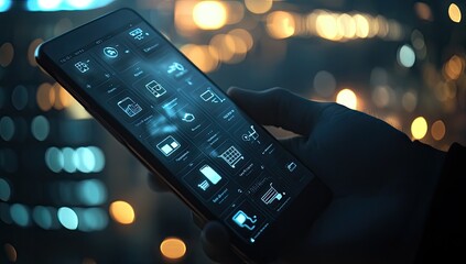 Modern smart home control app interface on a tablet