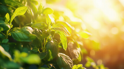 Close-up of aeroponic towers in a vertical farm, vibrant herbs growing in soft light