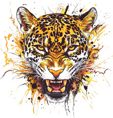 Fototapeta premium An isolated jaguar head on a white background, Vector illustration, Png