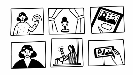 Fototapeta premium Video and Podcast Icons – Multimedia, Streaming, Audio, Recording, Broadcast