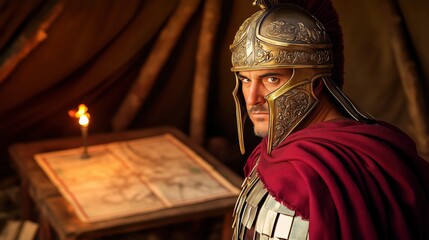 Armored Leader In Tent Plans Strategic Military Move.
