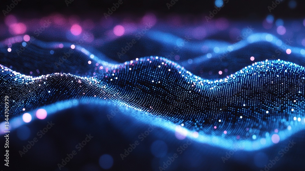 Poster dynamic wave of points and lines representing big data technology