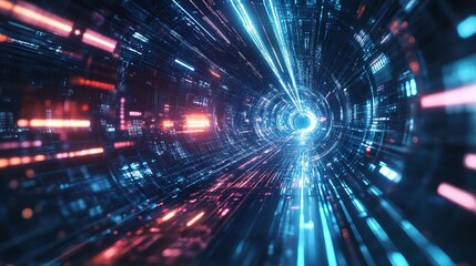 Futuristic Cybernetic Holographic Digital Tunnel Concept Design