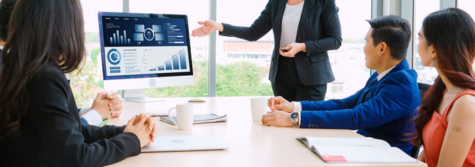 Business data dashboard provide business intelligence analytic for marketing strategy planning snugly with big data set to analyze customer demands and foreseeing business future