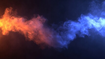 Ethereal Neon Mist with Soft Blue and Warm Orange Atmospheric Fog Effect