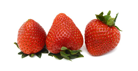 Fresh red ripe strawberry isolated on white, macro image 