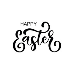 Happy Easter handwritten text. Hand lettering typography, modern brush calligraphy, vector illustration isolated on white background. Design concept for greeting card, banner, poster, logo, print