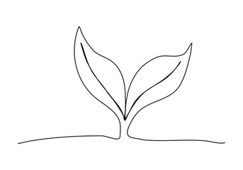 Plant, one line drawing vector illustration.