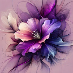 Obraz premium Purple fractal flower blooming with soft delicate petals and intricate details
