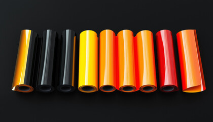 Vibrant Vinyl Rolls Black, Yellow, Orange, Red Film Sheets